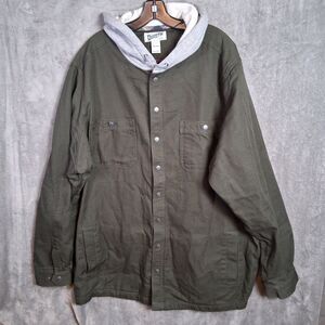 Duluth Fire Hose Jacket Sz 2XLT Flannel Lined Hooded Olive Green Limber Jac NWOT